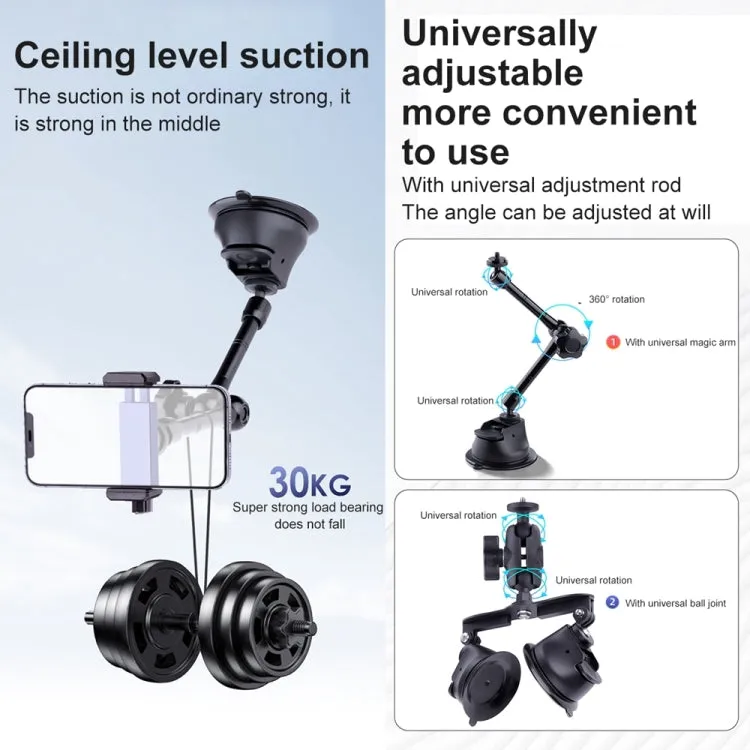 Tri-leg Suction Cup Articulating Friction Magic Arm Phone Clamp Mount (Black)