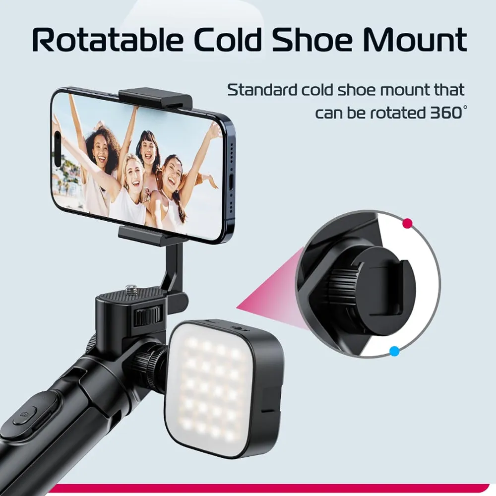 Ulanzi MT-70 1.5m 7-Section Selfie Stick Tripod with 360 / 180 Degree Pan and Tilt, Rotating Cold Shoe Mount, 1kg Max Load Capacity and 20m Wireless Remote Control Range for Smartphone Compact Cameras