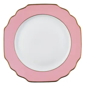 Ultra-White Georgian ColorSheen Pink - Gold Banding - Charger Plate