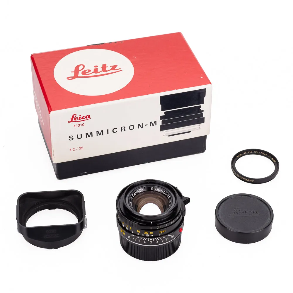 Used Leica Summicron-M 35mm f/2 V4 'Bokeh King', black (Canada) - 6-Bit with UV Filter - Recent Leica Wetzlar CLA