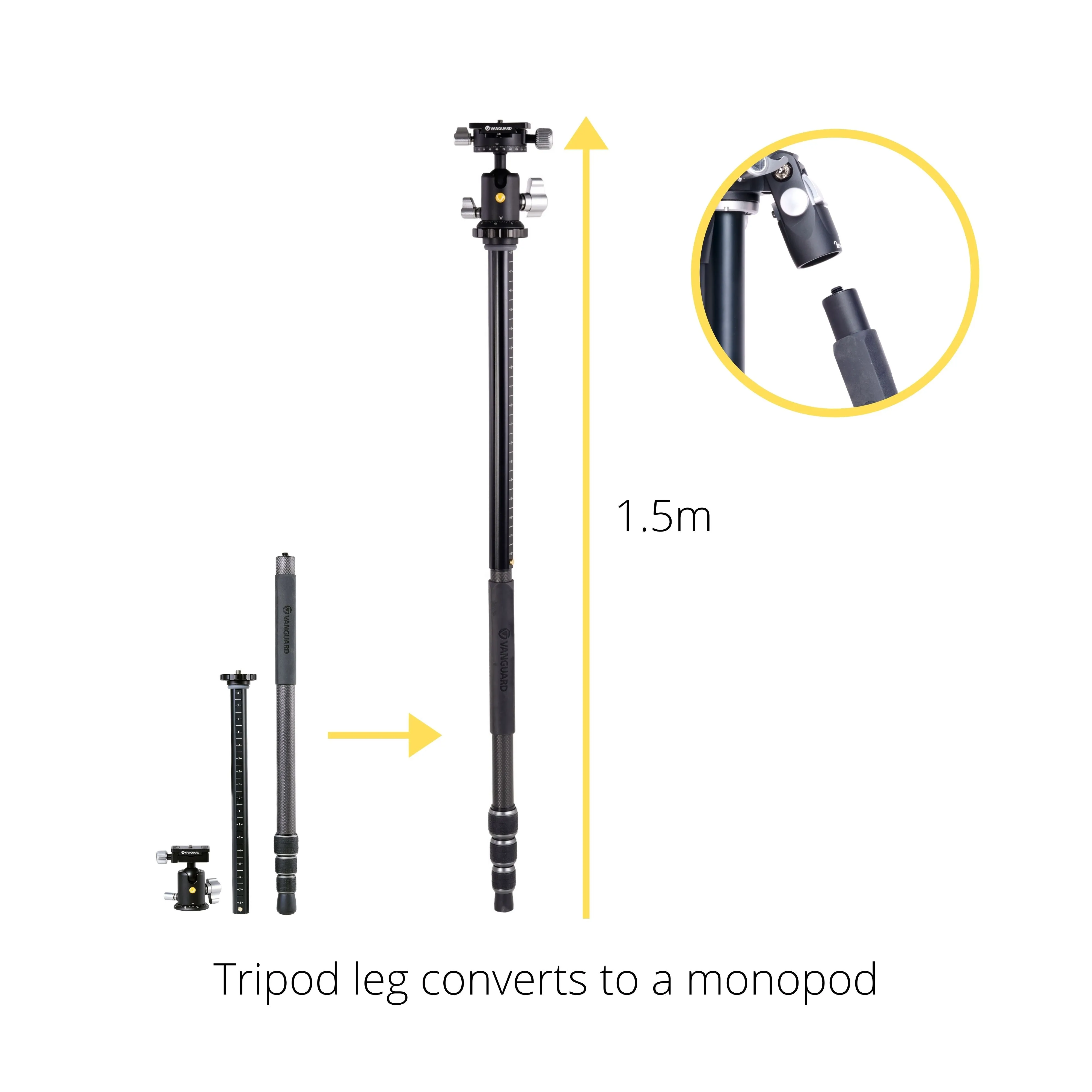 VEO 3T  264CB Versatile Carbon Travel Tripod with Dual Axis Ball Head - 15kg Load Capacity