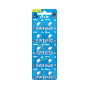 Vinnic Alkaline Button Cell Battery LR41 AG3 / L736F (1.5V) - 10Count