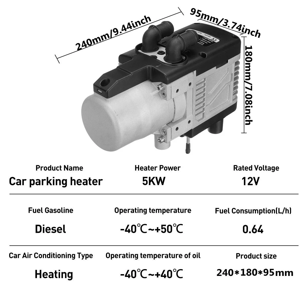 W51 Plumbing Heater, Wireless Remote Control 12V