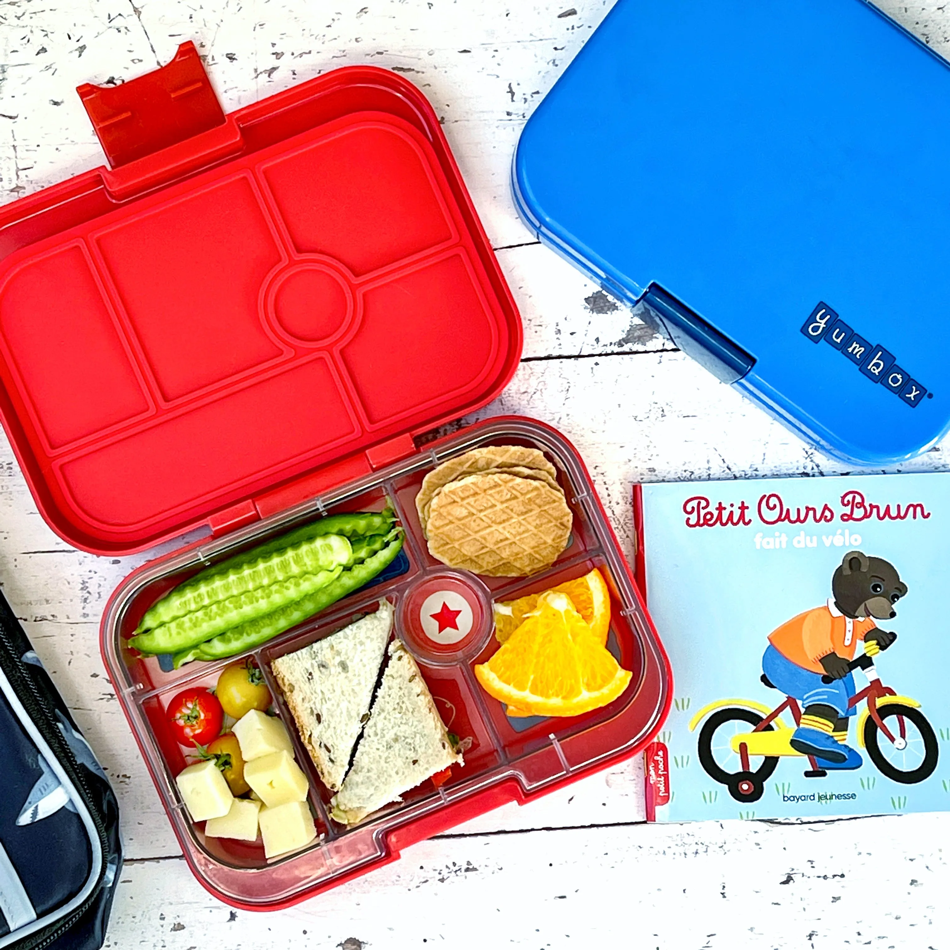 Yumbox Original 6 Lunch Box - Roar Red - Race Car